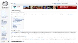 
                            11. Whitelisting - Wikipedia