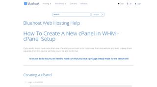 
                            10. WHM - Create a New cPanel - Bluehost