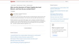 
                            2. Who are the directors of Totem Capital who lend Bitcoin, and how ...