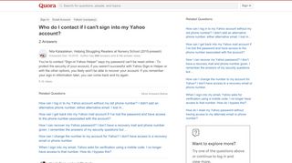 
                            10. Who do I contact if I can't sign into my Yahoo account? - Quora