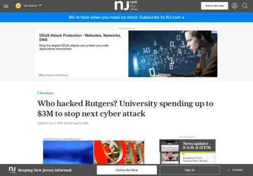 
                            10. Who hacked Rutgers? University spending up to $3M to stop next ...