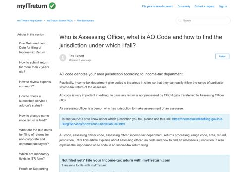 
                            10. Who is Assessing Officer, what is AO Code and how to find the ...