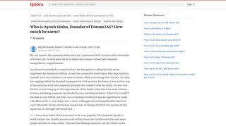 
                            5. Who is Ayush Sinha, founder of Forum IAS? How much he earns? - Quora