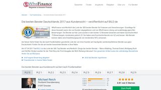 
                            7. WhoFinance: Die Liste der Top-Finanzberater 2017 aus Kundensicht