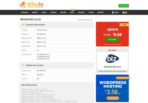 
                            9. Whois absamail.co.za