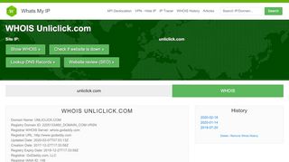 
                            9. Whois History - Unliclick.com - WhatsMyIP