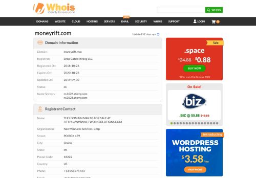 
                            4. Whois moneyrift.com