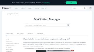 
                            1. Why am I asked to enter user credentials at every access to ... - Synology