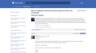 
                            3. Why am I getting an internet connection login error when I ... - Facebook