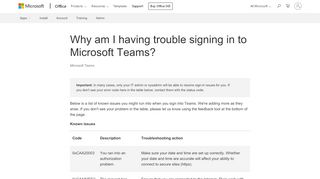 
                            8. Why am I having trouble signing in to Microsoft Teams? - Office Support
