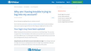 
                            9. Why am I having trouble trying to log into my account? – AWeber ...