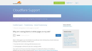 
                            12. Why am I seeing blank or white pages on my site? – Cloudflare Support