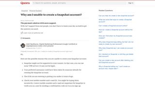 
                            9. Why am I unable to create a Snapchat account? - Quora