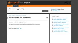 
                            7. Why am I unable to login to my account? : Avagmah