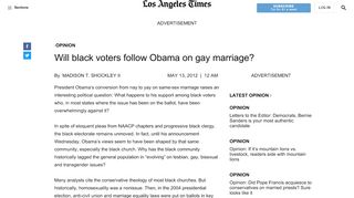 
                            8. Why are blacks lagging on openness to gay marriage? - ...