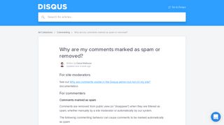 
                            6. Why are my comments marked as spam or removed? | Disqus