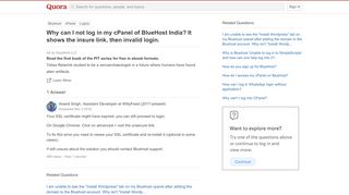 
                            7. Why can I not log in my cPanel of BlueHost India? It shows ...