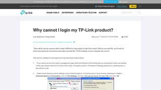 
                            1. Why cannot I login my TP-Link product? | TP-Link Belgique