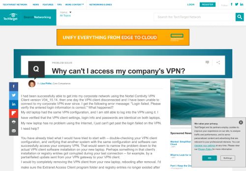 
                            6. Why can't I access my company's VPN? - SearchNetworking