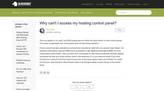 
                            8. Why can't I access my hosting control panel? – Blacknight - Customer ...