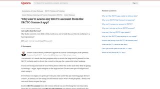 
                            1. Why can't I access my IRCTC account from the IRCTC Connect app ...