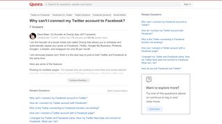 
                            13. Why can't I connect my Twitter account to Facebook? - Quora