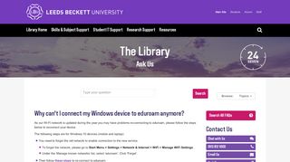 
                            7. Why can't I connect my Windows device to eduroam anymore? - Ask Us