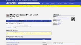 
                            7. Why Can't I Connect To a Server ? - Quake III Arena Answers for PC ...