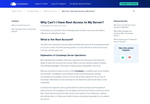 
                            13. Why can't I have root access to my server? - Cloudways Support