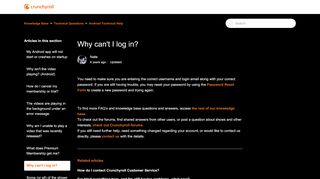 
                            5. Why can't I log in? – Knowledge Base - Crunchyroll