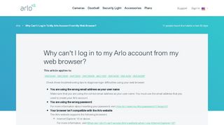 
                            9. Why can't I log in to my Arlo account from my web browser? | Answer ...