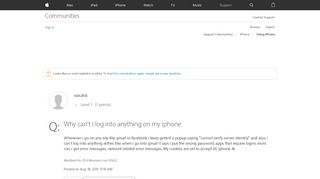 
                            4. Why can't i log into anything on my iphone - Apple Community ...