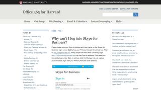 
                            10. Why can't I log into Skype for Business? | Office 365 for Harvard