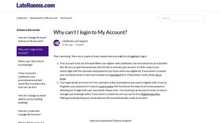 
                            3. Why can't I login to My Account? – LateRooms