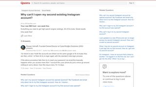 
                            7. Why can't I open my second existing Instagram account? - Quora