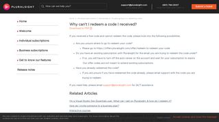 
                            4. Why can't I redeem a code I received? | Pluralsight