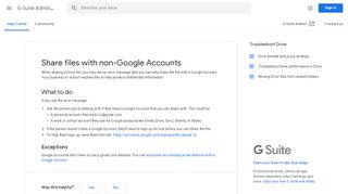 
                            6. Why can't I share Drive files with non-Google accounts? - G Suite ...