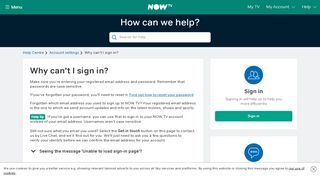 
                            1. Why can't I sign in? - NOW TV - Help