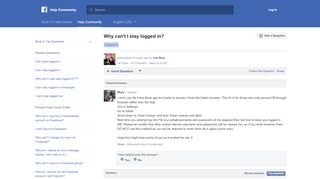 
                            2. Why can't I stay logged in? | Facebook Help Community | ...