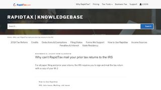 
                            12. Why can't RapidTax mail your prior tax returns to the IRS - RapidTax ...