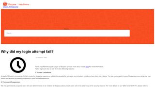 
                            1. Why did my login attempt fail? - FAQs - Shopee