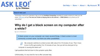 
                            10. Why do I get a black screen on my computer after a while? - Ask Leo!