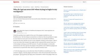 
                            7. Why do I get an error 500 when trying to login to my wordpress ...