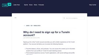 
                            4. Why do I need to sign up for a TuneIn account?