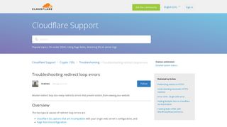 
                            12. Why do I see redirect loop errors? – Cloudflare Support