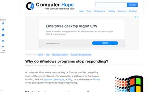 
                            8. Why do Windows programs stop responding? - Computer Hope