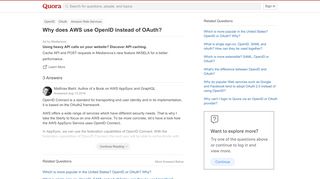 
                            7. Why does AWS use OpenID instead of OAuth? - Quora