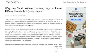 
                            8. Why does Facebook keep crashing on your Huawei P10 and how to ...