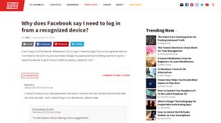 
                            1. Why does Facebook say I need to log in from a recognized ...