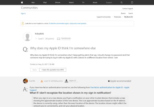 
                            1. Why does my Apple ID think I'm somewhere … - Apple Community
